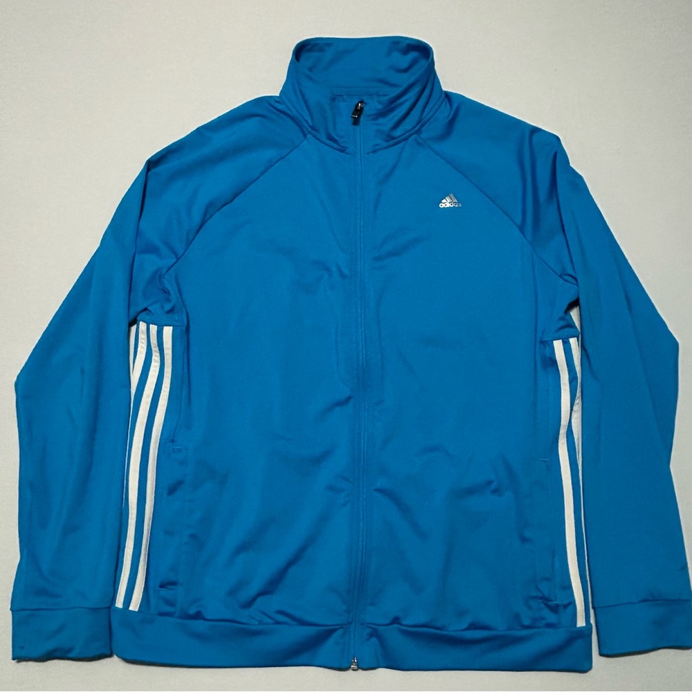 adidas Blue White Stripe Lightweight Spring Track Jacket